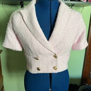 Express cropped short sleeve boucle blazer - NWT